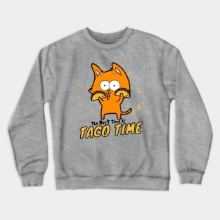 The Best Time Is Taco Time Funny Orange Cat Crewneck Sweatshirt